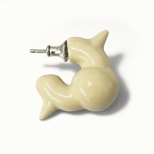 Brinco Stud Unitário - Pintura Off White