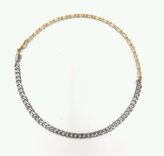 Corrente Híbrida - Banho de Ouro 18k e Platina