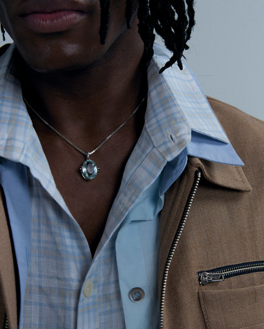 Colar Ímpar 001 - Prata 925 + Água marinha