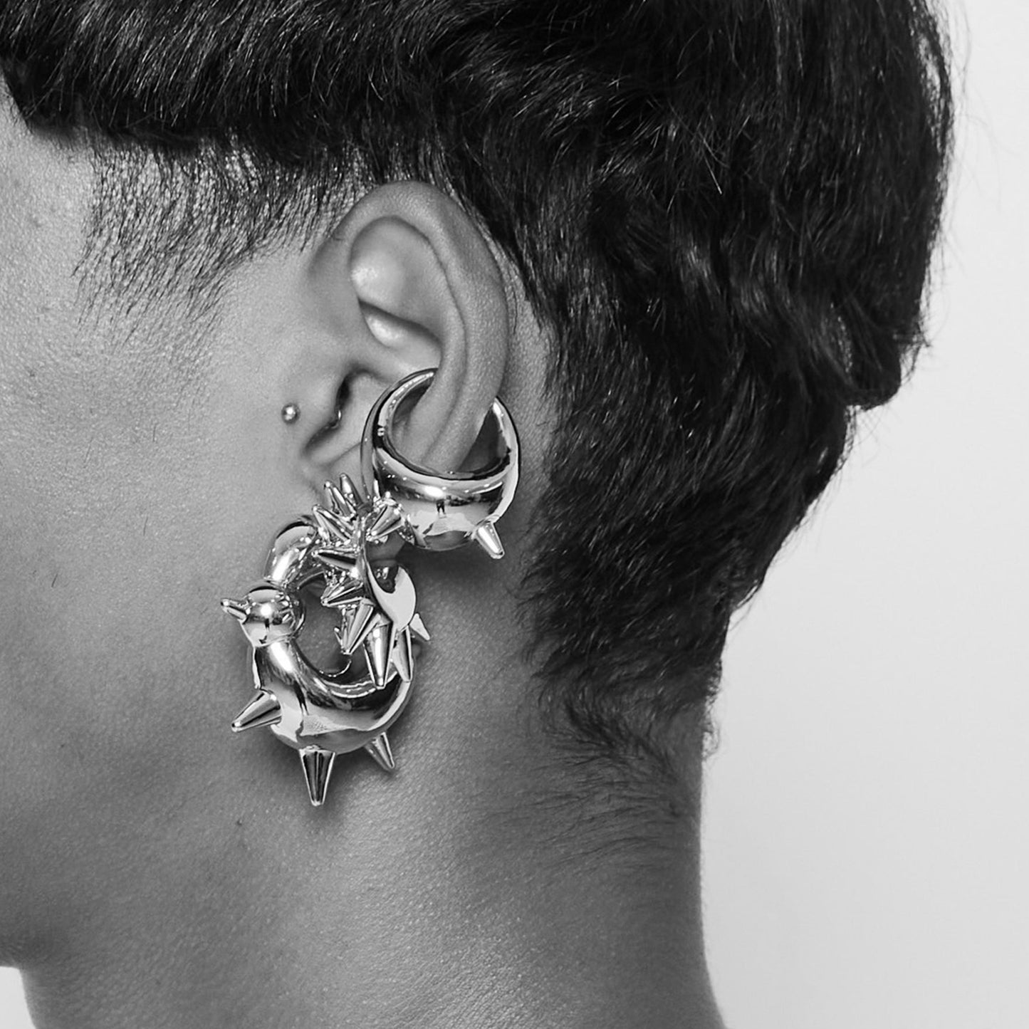 Anel/Earcuff Diavolo - Banho de Platina
