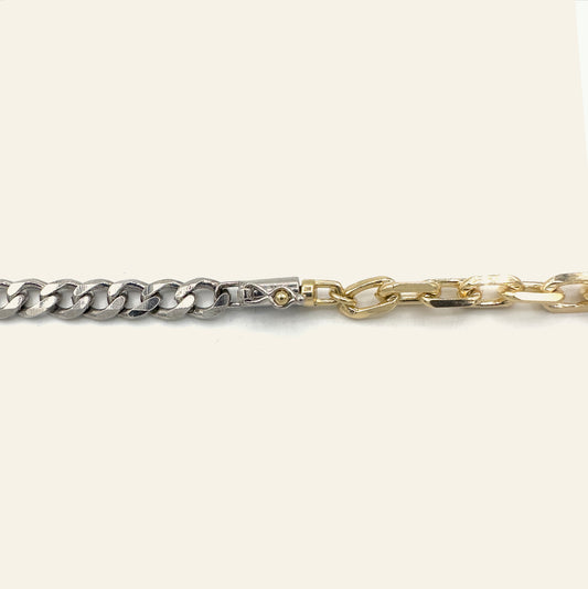 Corrente Híbrida - Banho de Ouro 18k e Platina