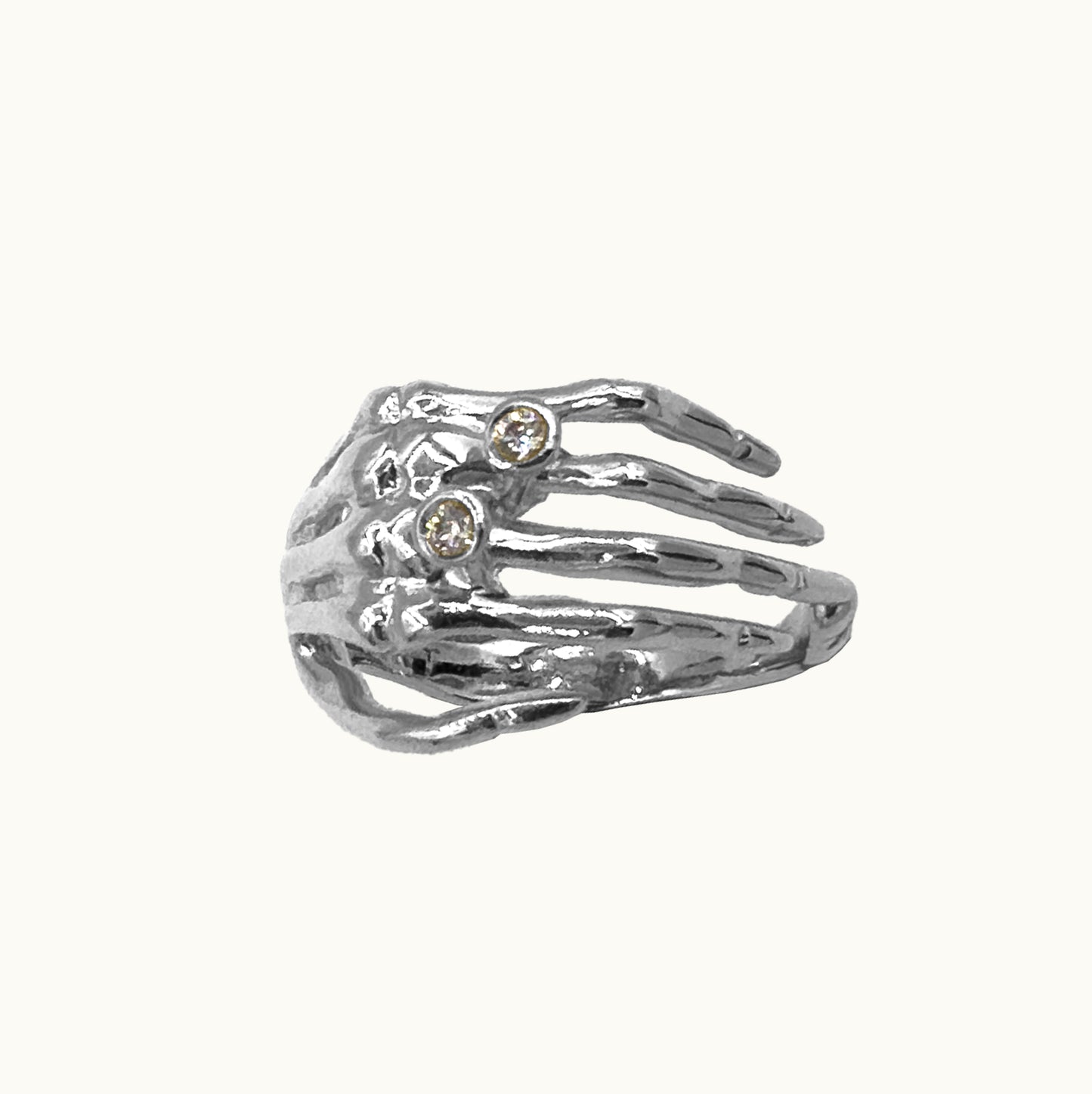 Anel Metacarpo Topázio - Prata 925 e Diamante CVD