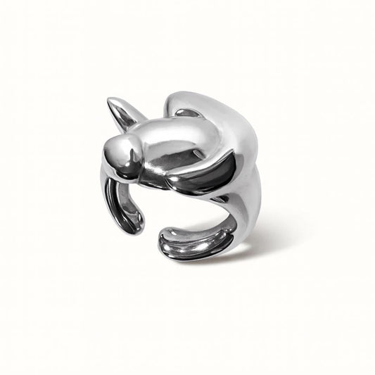 Anel/Earcuff Monstro - Banho de Platina