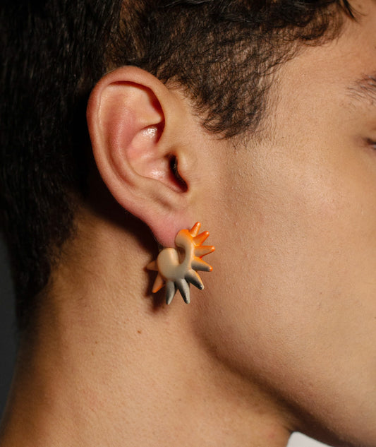 Brinco Punk Unitário - Pintura Laranja Perolada