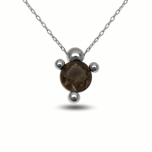 Colar Órbita - Prata 925 e Quartzo fume
