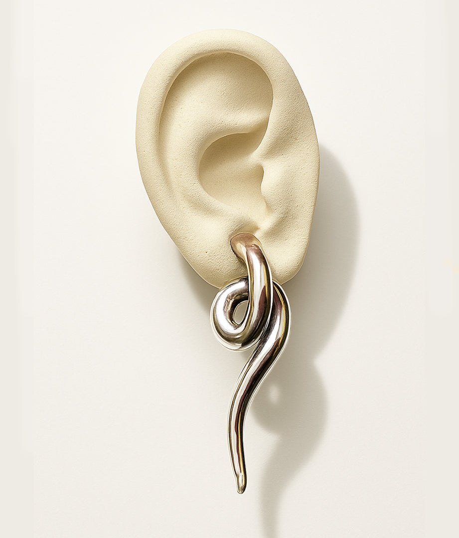 Brinco Serpente - Banho de Platina