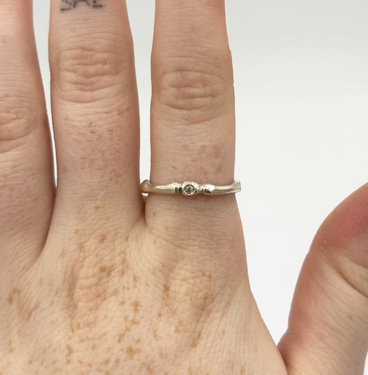 Anel Menento mini - Prata 925 e diamante CVD