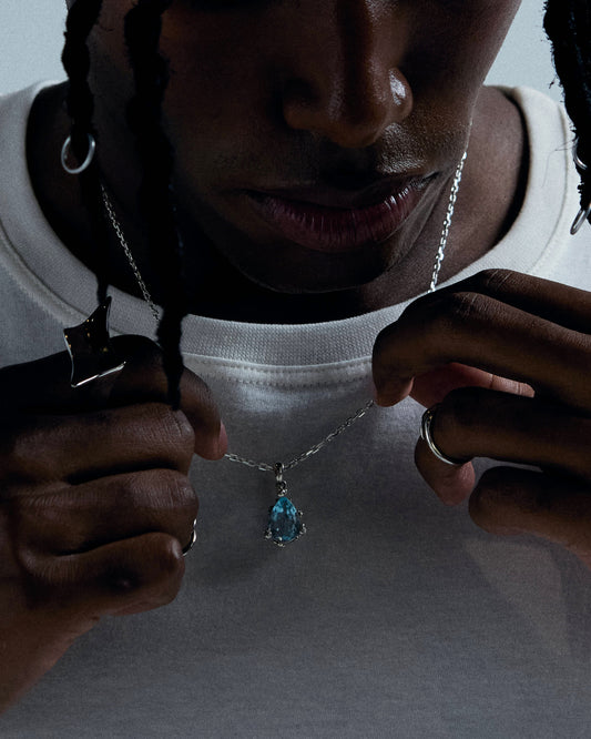 Colar Bolhas - Prata 925 e Topázio Azul