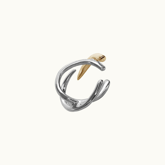 Earcuff Garras 2 - Prata 925 + Banho localizado de Ouro