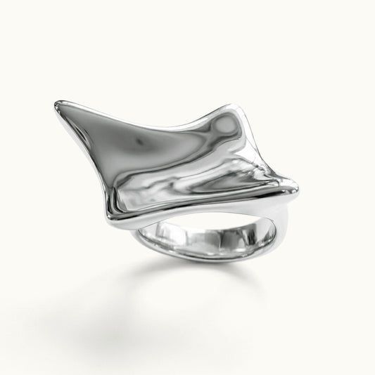 Anel Distort - Banho de Platina