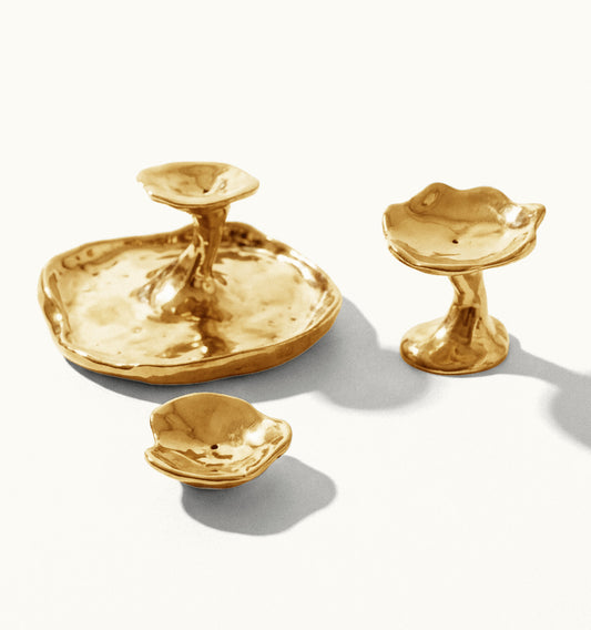 Trio de Castiçais / Incensário - Latão