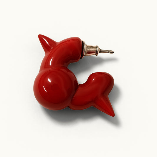 Brinco Stud Unitário - Pintura Vermelha