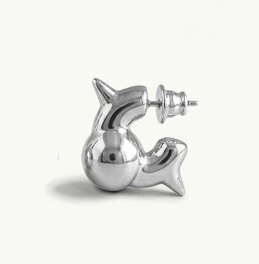 Brinco Stud Unitário - Banho de Platina