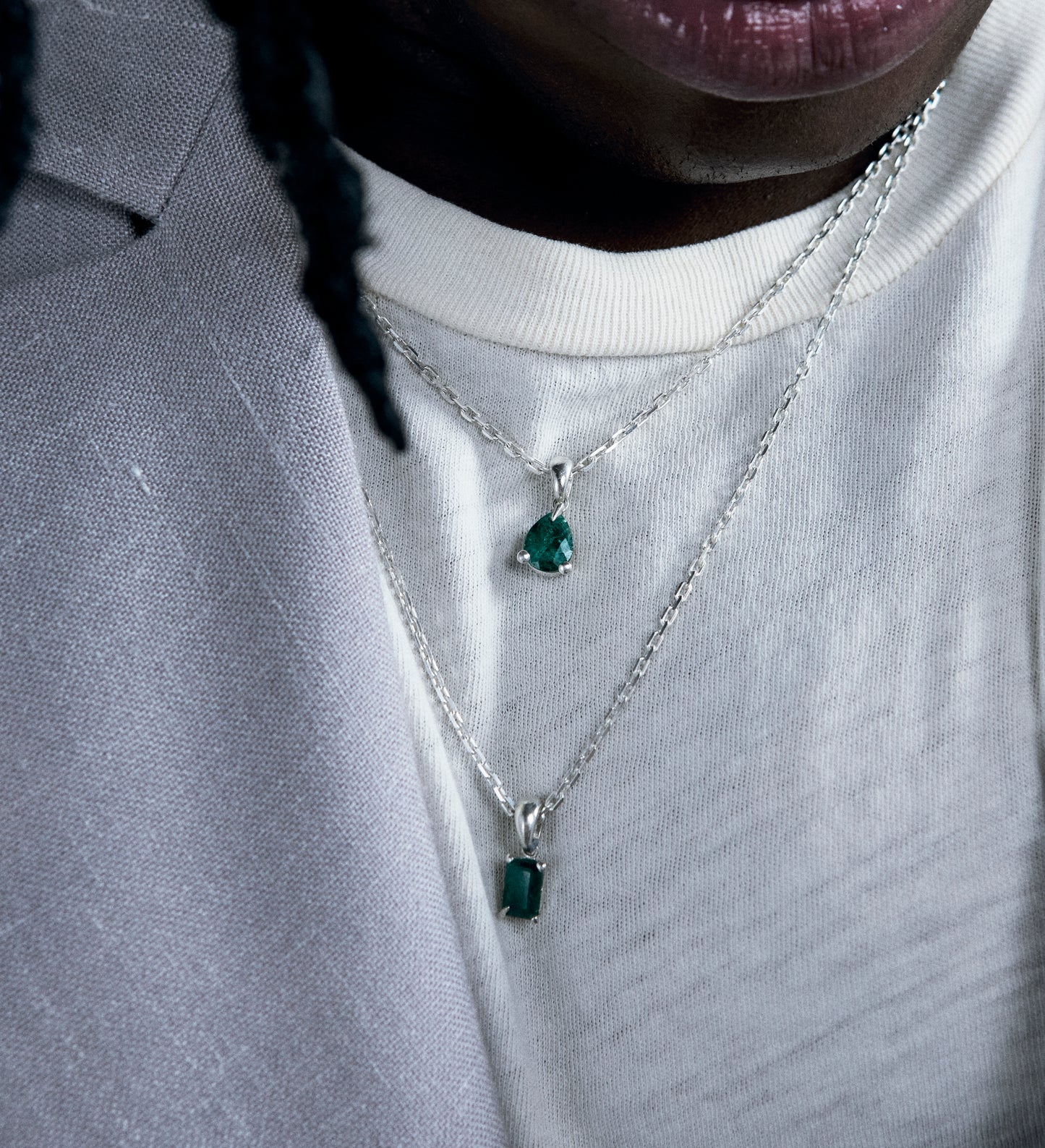 Colar Ímpar 003 - Prata 925 + Esmeralda