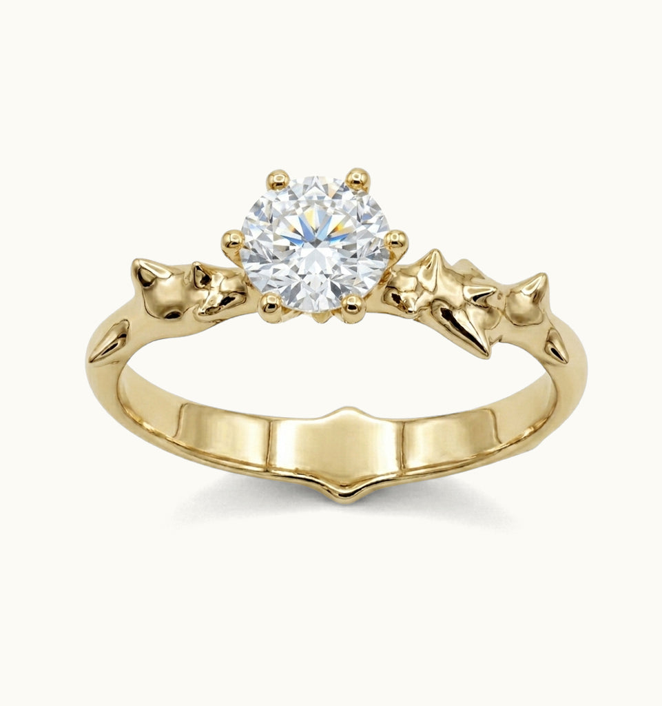 Solitário Espinho -  Ouro 18k e Diamante 1ct CVD