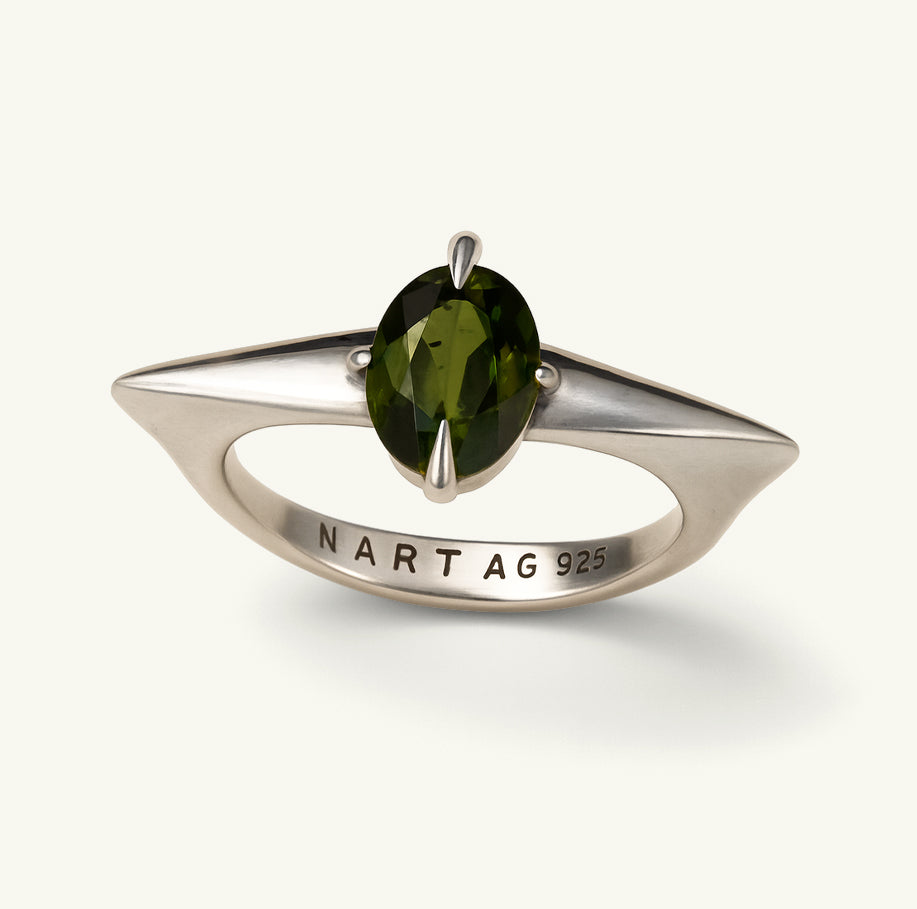 Anel Ímpar 008 - Prata 925 + Turmalina Verde