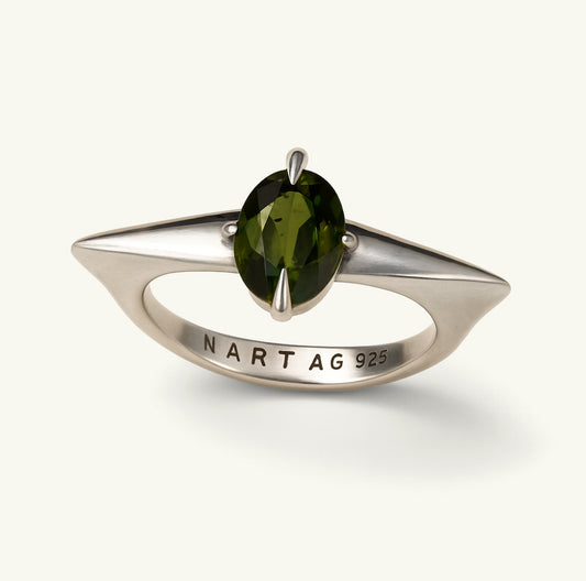 Anel Ímpar 008 - Prata 925 + Turmalina Verde