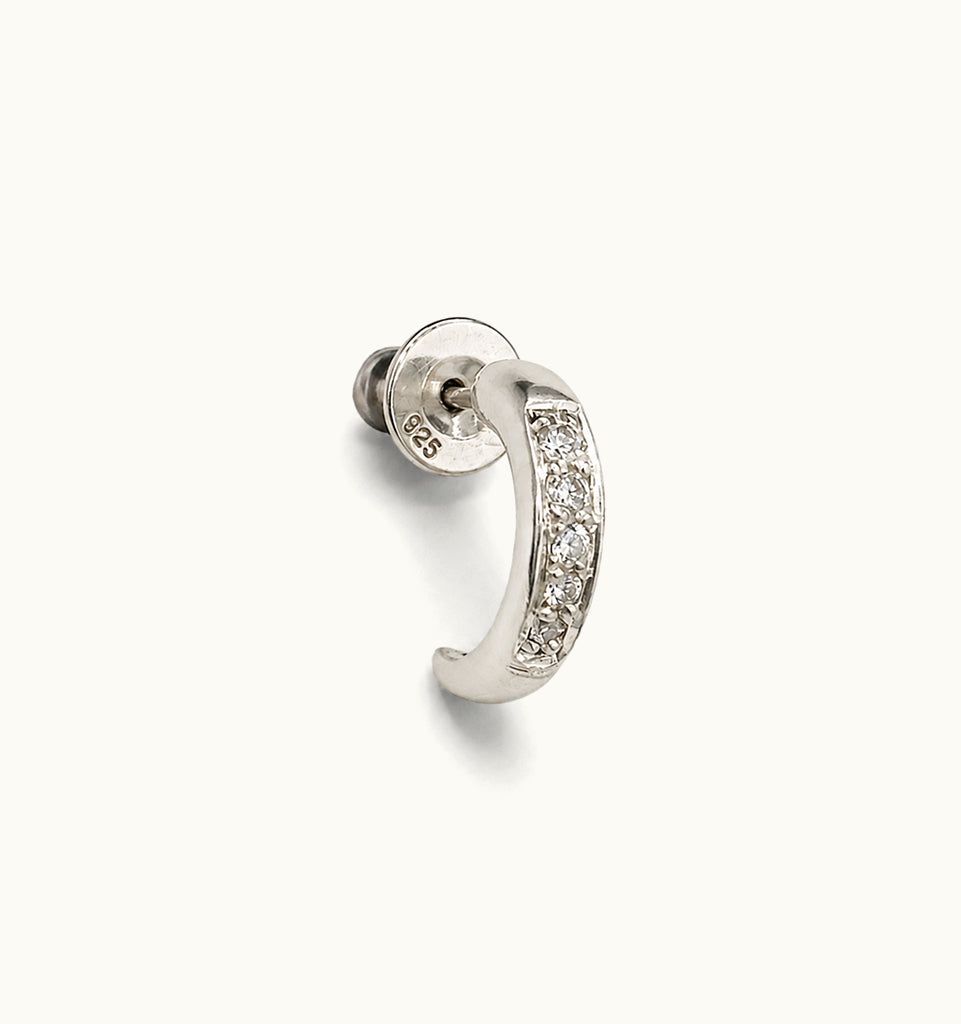Brinco Dente - Prata 925 + Diamantes CVD (Unitário)