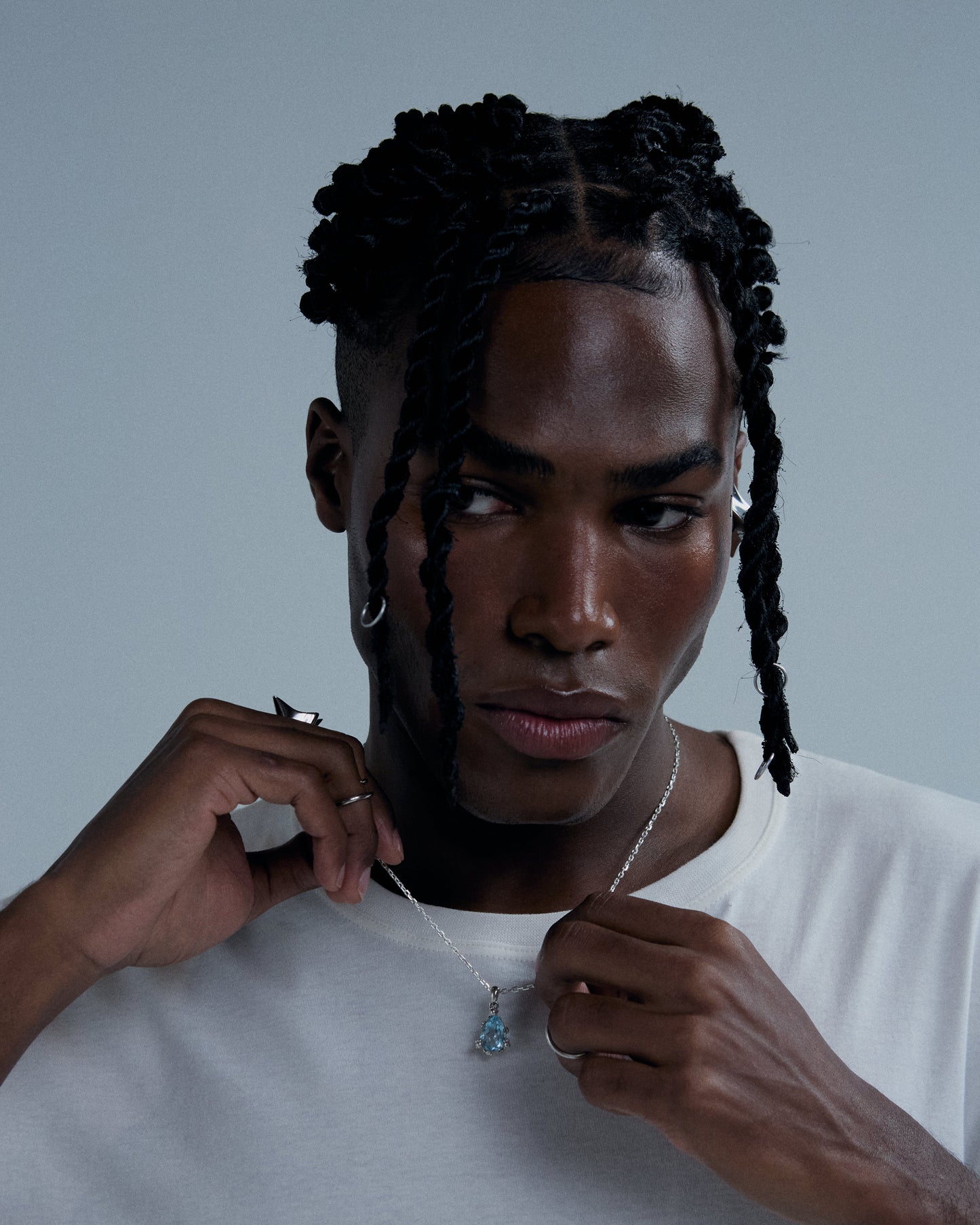 Colar Bolhas - Prata 925 e Topázio Azul